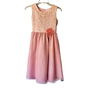 Rare Editions Pink Lace Formal Dress